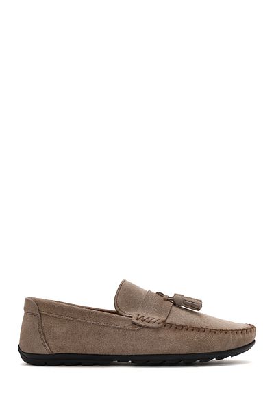 Derimod Pantofi pentru bărbați, bej, cu ciucuri, piele de căprioară, din piele naturală, pantofi casual, zilnic, 25sfd754610