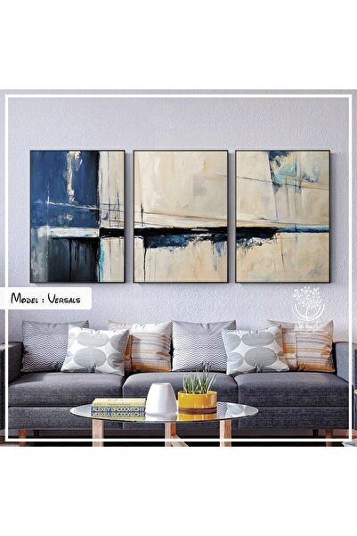 Tablomtr Metal Çerçeveli Gerçek Camlı Tablo Versals 3 Lü Set