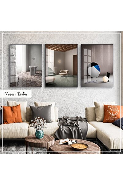 Tablomtr Metal Çerçeveli Gerçek Camlı Tablo Famiar 3 Lü Set