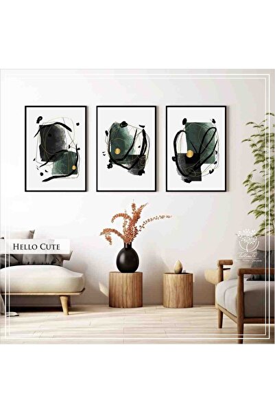 Tablomtr Metal Çerçeveli Gerçek Camlı Tablo Hellocute 3 Lü Set