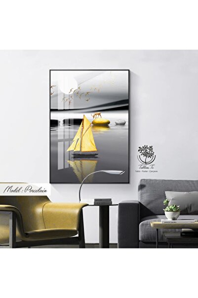 Tablomtr Metal Çerçeveli Gerçek Camlı Tablo Porcelain 1li Set