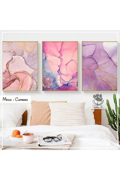 Tablomtr Metal Çerçeveli Gerçek Camlı Tablo Clambake 3 Lü Set