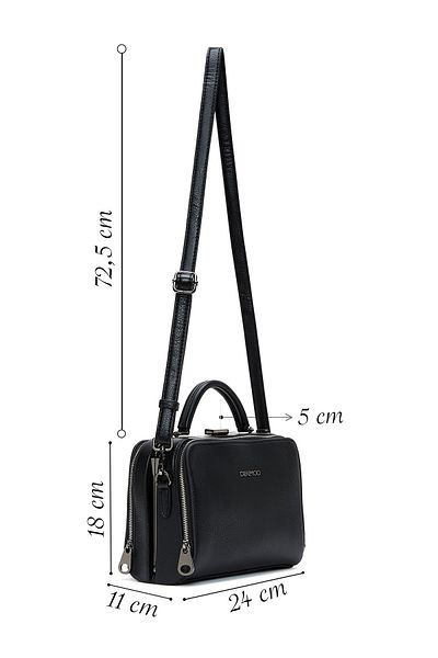 Derimod Women's Black Long Strap Crossbody Bag 25Sbd2413Ft