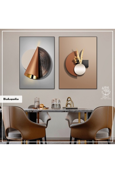 Tablomtr Metal Çerçeveli Gerçek Camlı Tablo Bakquila 2 Li Set