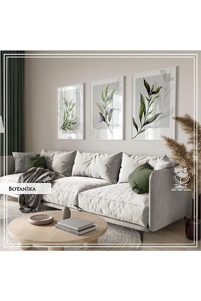 Tablomtr Set de 3 mese decorative Botanika cu cadru metalic din sticlă