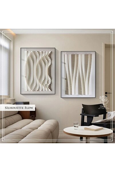 Tablomtr Metal Çerçeveli Gerçek Camlı 2'li Silhouette Flow Tablosu