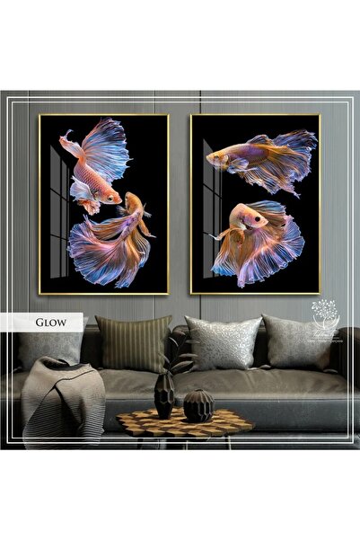 Tablomtr Metal Çerçeveli Gerçek Camlı Tablo Glow 2 liSet