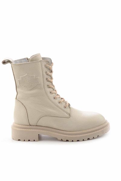 Harley Davidson Beige Leather Women's Boots & Bootie Hd0777002303