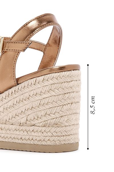 Derimod Women's Bronze Ankle Strap Metallic Wedge Heeled Espadrille 25Sfe 480632