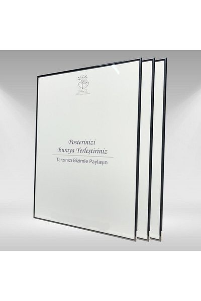 Tablomtr Черна метална рамка с празна рамка и стъкло, 3 части