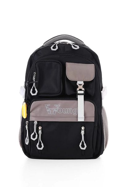 YOUNG Black School Backpack Unisex 51784