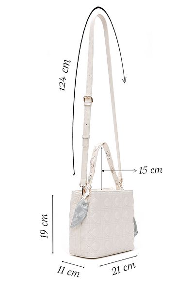 Derimod Women's Cream Long Strap Quilted Handbag with Accessory Detail 25Sbd2805Kp