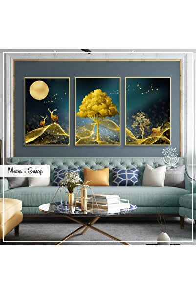 Tablomtr Metal Çerçeveli Gerçek Camlı Tablo Sharp 3 Lü Set