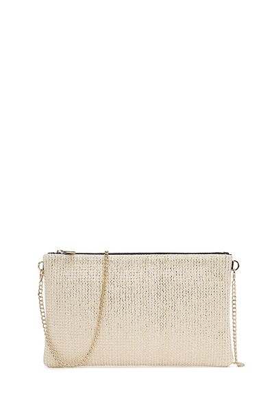 Derimod Women's Gold Long Chain Strap Straw Portfolio Bag 25Sbd2205M7