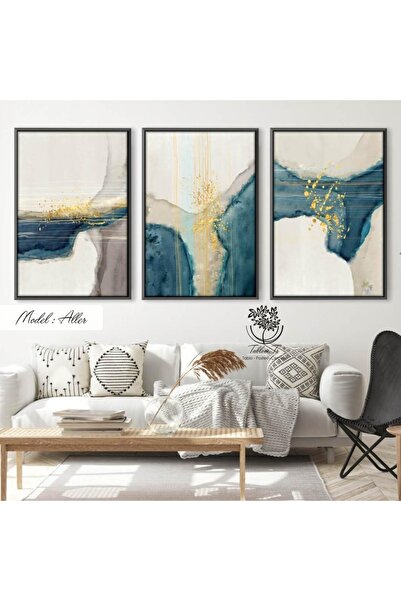 Tablomtr Metal Çerçeveli Gerçek Camlı Tablo Aller 3 Lü Set