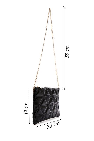 Derimod Women's Black Long Chain Strap Quilted Clutch Bag 25Sbd2202Kp