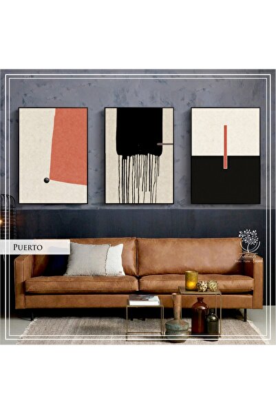 Tablomtr Metal Çerçeveli Gerçek Camlı Tablo Puerto 3 Lü Set