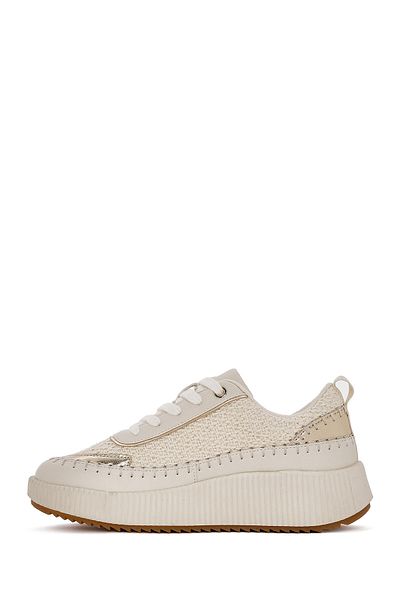 Derimod Women's Beige Lace-Up Thick Sole Braided Sneaker 25Sfd43086F