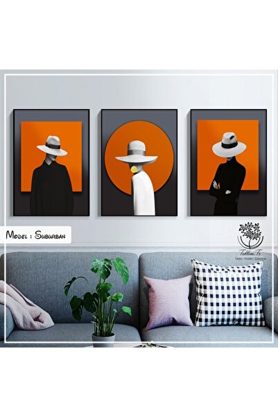 Tablomtr Metal Çerçeveli Gerçek Camlı Tablo Suburban 3 Lü Set