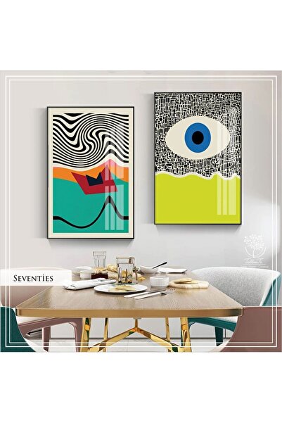 Tablomtr Metal Çerçeveli Gerçek Camlı Tablo SeventiesC 2 liSet