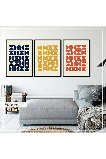 Tablomtr Metal Çerçeveli Gerçek Camlı Tablo VellomeA 3 Lü Set