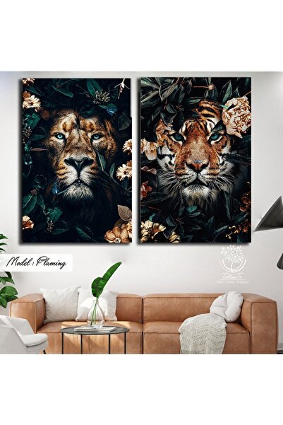 Tablomtr Metal Çerçeveli Gerçek Camlı Tablo Flaming 2 Li Set