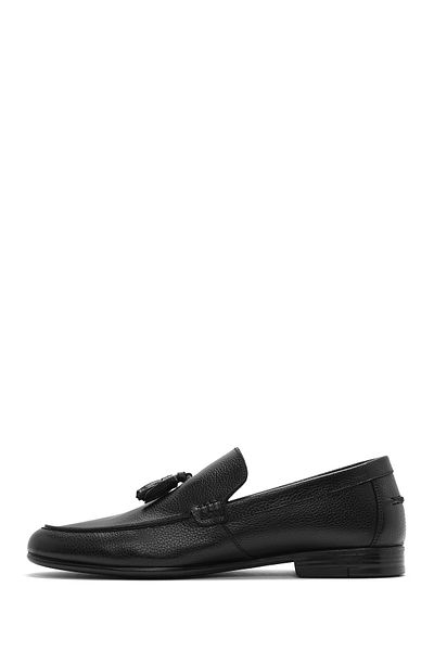 Derimod Pantofi pentru bărbați, negri, cu ciucuri, din piele naturală, pantofi casual, zilnic, 25sfd6004ft