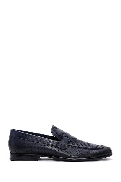 Derimod Men's Navy Blue Genuine Leather Casual Penny Loafer Shoes Casual Daily Shoes 25Sfd6007Dı