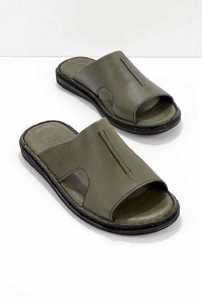 Bambi Papuci pentru bărbați din piele kaki E04804050603