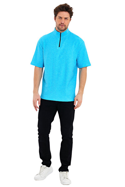 Adams Ανδρικό μπλουζάκι με κοντό μανίκι με φερμουάρ Jacquard