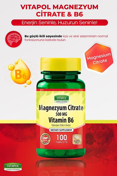 Vitapol Magnesium Citrate 500 Mg Vitamin B6 Magnesium Citrate