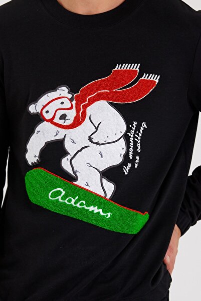 Adams Hanorac pentru bărbați cu mânecă lungă din bumbac 100% cu broderie Süzene