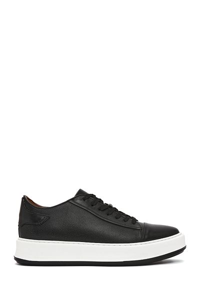 Derimod Men's Black Lace-Up Thick Soled Leather Sneaker 25Sfd 610618