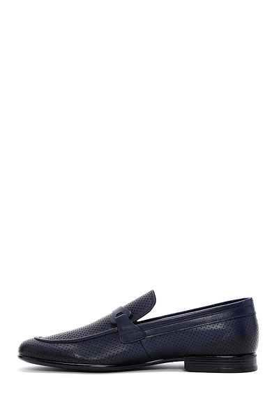 Derimod Men's Navy Blue Genuine Leather Casual Penny Loafer Shoes Casual Daily Shoes 25Sfd6007Dı