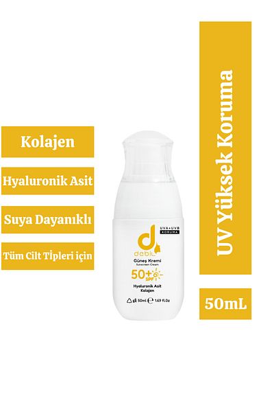 Debil 50 SPF - UV High Protection Facial Sunscreen for All Skin Types (Collagen and Hyaluronic Acid)
