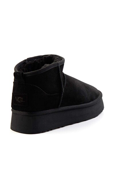 Bambi Siyah Süet Hakiki Deri Kadın Bot & Bootie K02422009002