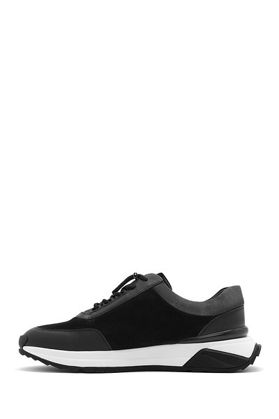 Derimod Men's Black Thick Sole Lace-Up Suede Leather Sneaker 25Sfd 694610