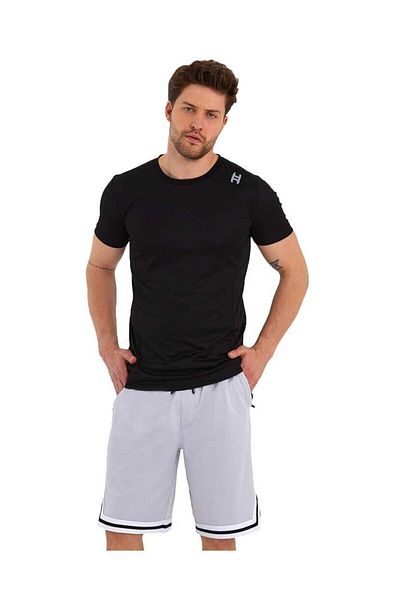 Adams Pantaloni scurți de baschet cu dungi albe din poliester pentru bărbați