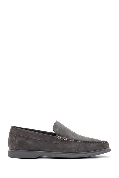 Derimod Fly Men's Gray Suede Leather Genuine Leather Penny Loafer Shoes Casual Daily Shoes 25Sfd631010