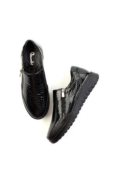 Bambi Black Leather Women's Casual Shoes K 01331800711