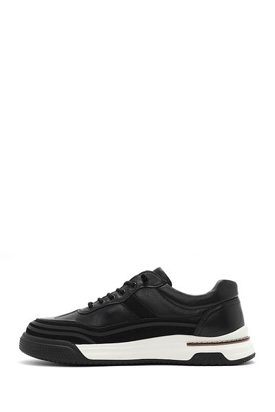 Derimod Men's Black Lace-Up Thick Soled Leather Sneaker 25Sfd 693518