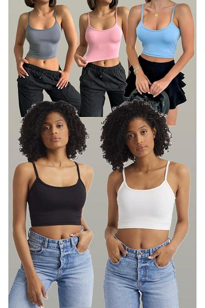 The Base Women's Advantageous 5-Pack Crop Top with Rope Strap