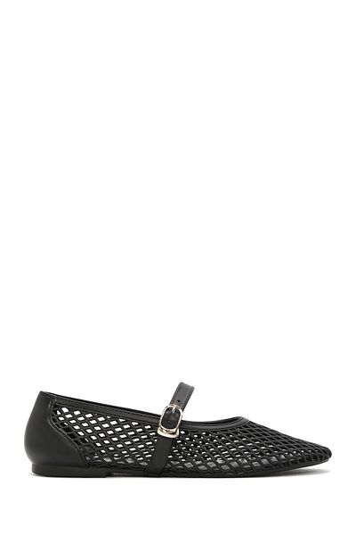 Derimod Women's Black Buckle Transparent Jelly Summer Ballerina Shoes 25Sfe4755Pv