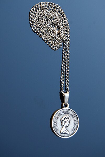 Rua Jewelry Queen Elizabeth Para Kolye Gümüş Kaplama Klasik Zincir
