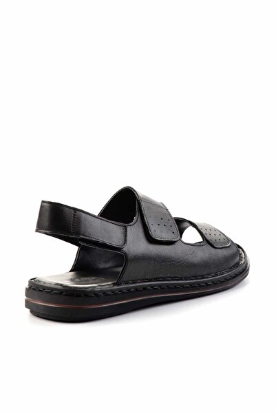 Bambi Black Leather Men's Sandals E05804022243