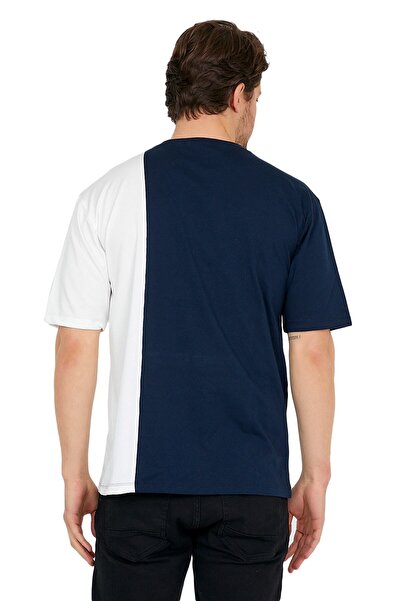 Adams Μπλουζάκι με κοντό μανίκι ανδρικό μπλουζάκι με λαιμόκοψη σε μπλε/λευκό χρώμα