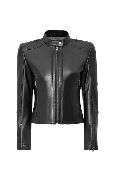 Derimod Glam Women's Black Short Leather Jacket 24Wgm5194R3
