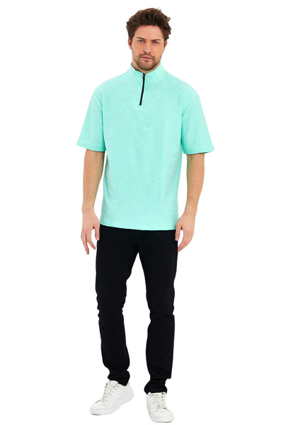 Adams Жакет з блискавкою, коміром-стійкою, короткими рукавами та оверсайз-кроєм для чоловіків