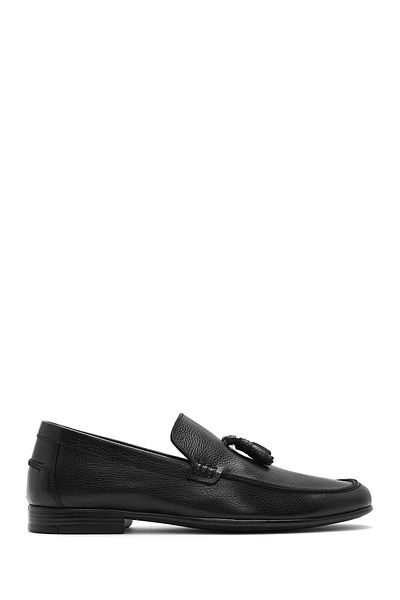 Derimod Pantofi pentru bărbați, negri, cu ciucuri, din piele naturală, pantofi casual, zilnic, 25sfd6004ft