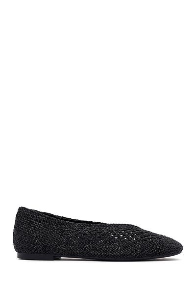 Derimod Women's Black Glitter Summer Ballerina Shoes 25Sfe45196F